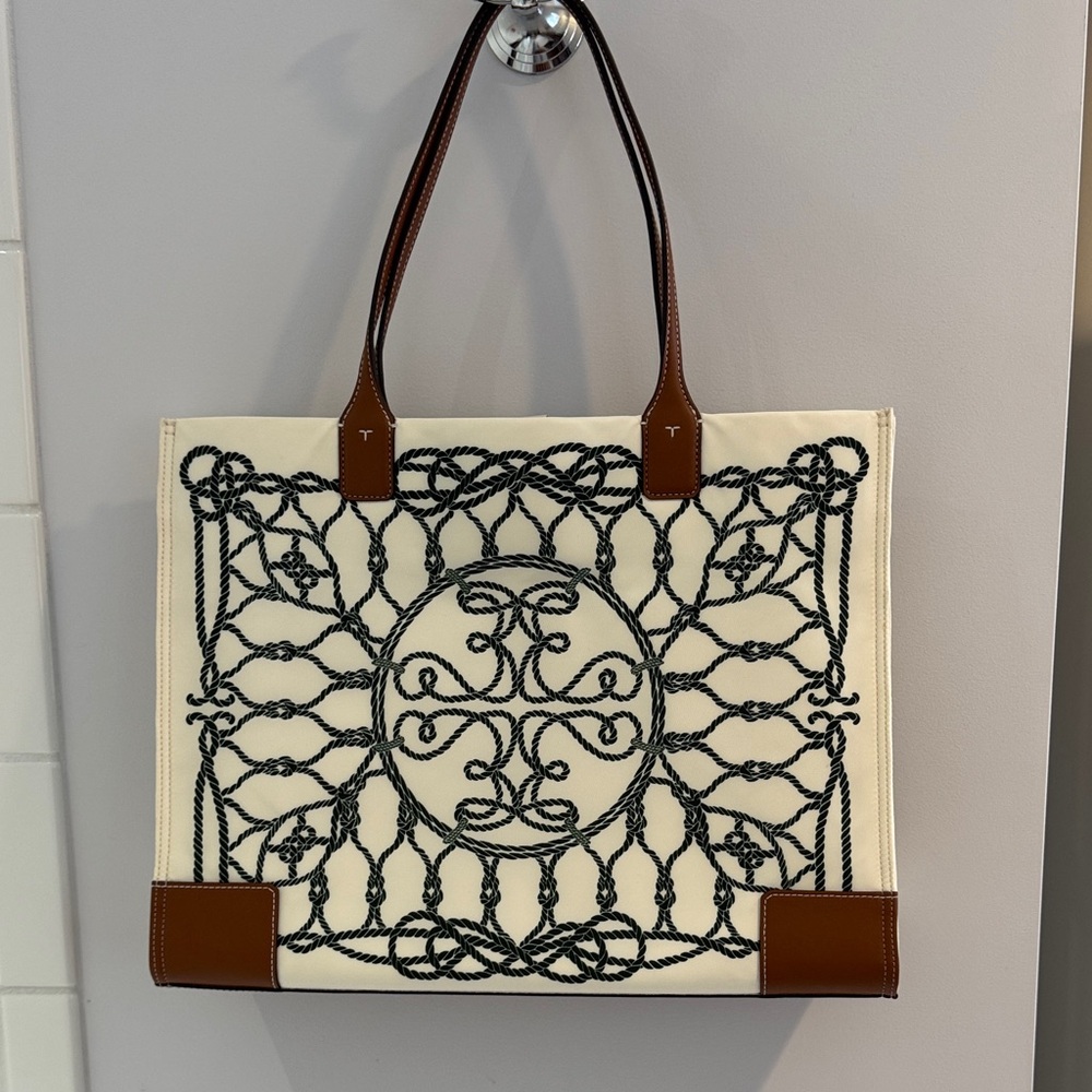 Tory Burch Ella Printed Tote | Ivory Abstract Rope | OS - Picture 2 of 6